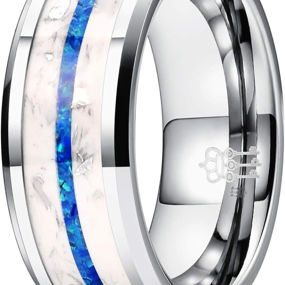6mm 8mm Steampunk Gear Tungsten Carbon Fiber Sliver Black And Blue Red Wedding R